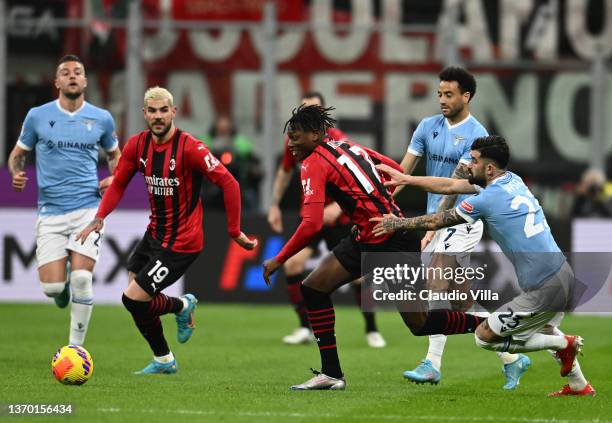 Rafael Leao of AC Milan in action during the Coppa Italia match between AC Milan ac SS Lazio at Stadio Giuseppe Meazza on February 09, 2022 in Milan,...