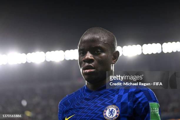 Ngolo Kante of Chelsea looks on during the FIFA Club World Cup UAE 2021 Final match between Chelsea and Palmeiras at Mohammed Bin Zayed Stadium on...