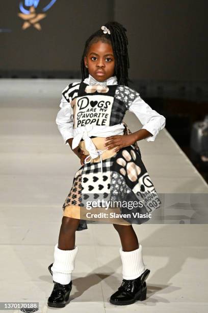 Model walks the runway wearing Glam2Glo Designz during the NYFW hiTechMODA Season 7 Réversion #noapology show at The Edison Ballroom on February 12...