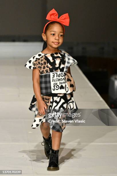 Model walks the runway wearing Glam2Glo Designz during the NYFW hiTechMODA Season 7 Réversion #noapology show at The Edison Ballroom on February 12...