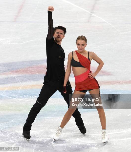 Alexandra Stepanova and Ivan Bukin of Team ROC skate during the Ice Dance Rhythm Dance on day eight of the Beijing 2022 Winter Olympic Games at...