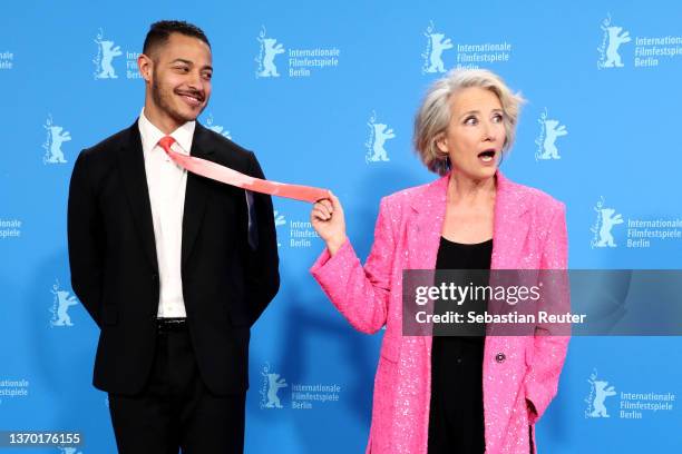 Actress Emma Thompson and actor Daryl McCormack pose at the "Good Luck to You, Leo Grande" photocall during the 72nd Berlinale International Film...