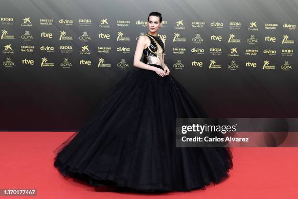 Milena Smit attends Goya Cinema Awards 2022 red carpet at Palau de les Arts on February 12, 2022 in Valencia, Spain.