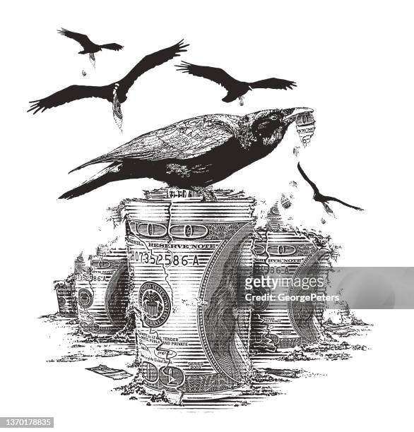 inflation and recession - vulture vector stock illustrations