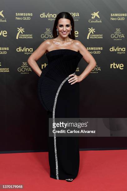 Paula Echevarria attends Goya Cinema Awards 2022 red carpet at Palau de les Arts on February 12, 2022 in Valencia, Spain.