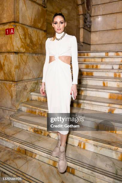 Olivia Palermo attends the PatBo fashion show during New York Fashion Week 2022 at Surrogate's Court at Surrogate's Court on February 12, 2022 in New...