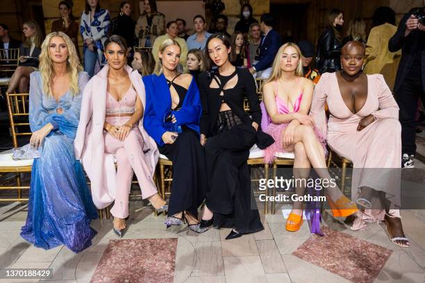 Nicky Hilton, Camila Coelho, Leonie Hanne, Chriselle Lim, Guest and Achieng Agutu attend the PatBo fashion show during New York Fashion Week 2022 at...