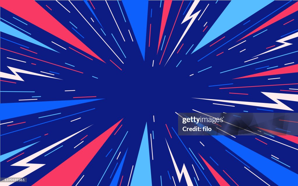 Abstract Blast Excitement Explosion Lightning Bolt Patriotic Background