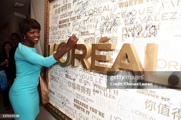 Actress Viola Davis attends the HBO Luxury Lounge Featuring L’Oreal Paris And New Era Cap - Day 1 at Four Seasons Hotel Los Angeles on January 14,...