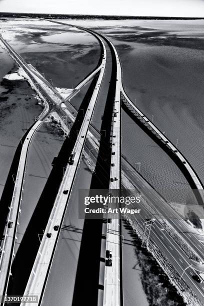 causeway across mobile bay - mobile alabama stock pictures, royalty-free photos & images