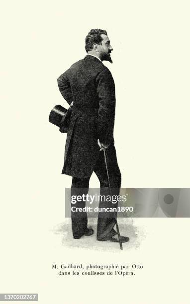 pedro gailhard, director of the paris opera, 1890s - top hat tails stock illustrations