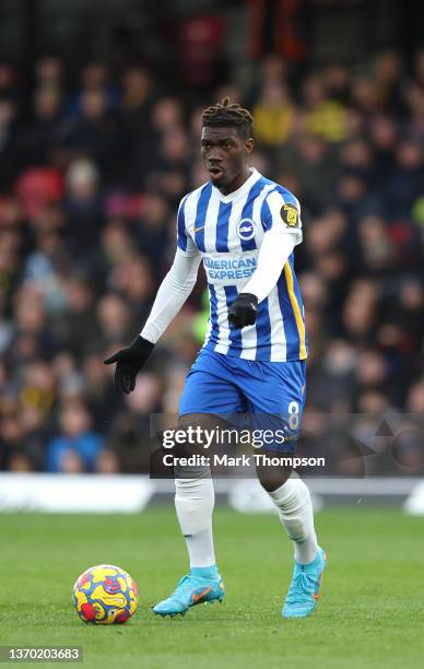 Yves Bissouma of Brighton & Hove Albion in action during the Premier League match between Watford and Brighton & Hove Albion at Vicarage Road on...