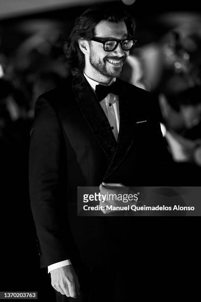 Spanish actor Alvaro Morte arrives at the 36th edition of the 'Goya Cinema Awards' ceremony at Palau De Les Arts on February 12, 2022 in Valencia,...