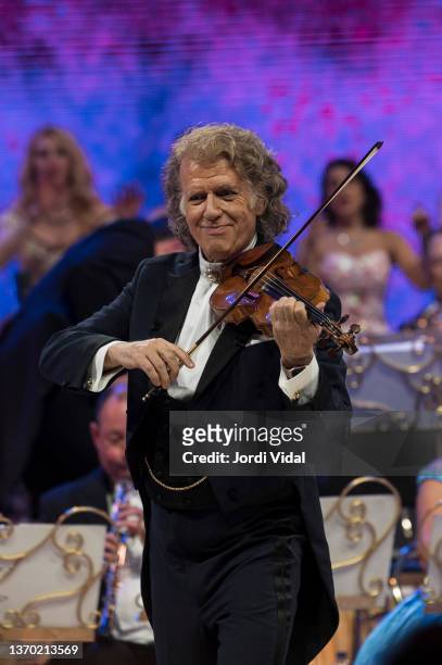 Andre Rieu performs with the Johann Strauss Orchestra at Palau Sant Jordi on February 12, 2022 in Barcelona, Spain.