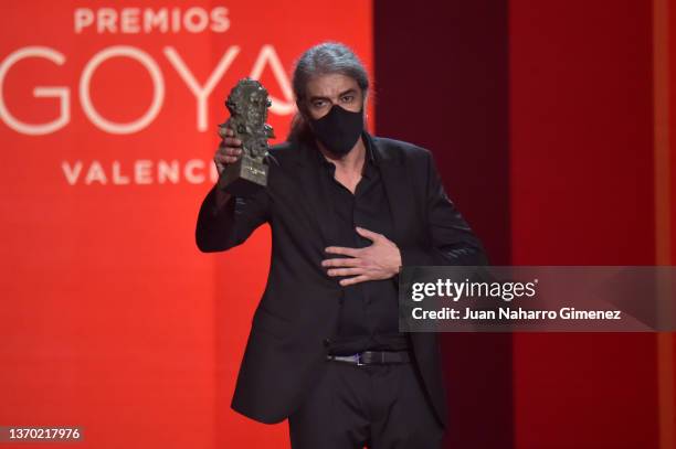 Fernando Leon de Aranoa receives the Best Director Award for the film "El Buen Patron" during the 36th edition of the 'Goya Cinema Awards' ceremony...