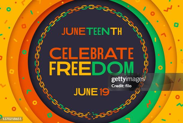 ilustraciones, imágenes clip art, dibujos animados e iconos de stock de marco de fondo de juneteenth celebrate freedom circle - diversidad cultural