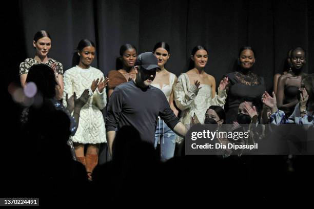 Designer Brandon Maxwell walks the runway at the Brandon Maxwell show during New York Fashion Week: The Shows at 101 E 15th St. On February 12, 2022...