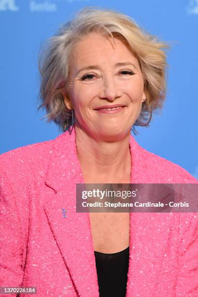 Actress Emma Thompson poses at the "Good Luck to You, Leo Grande" photocall during the 72nd Berlinale International Film Festival Berlin at Grand...