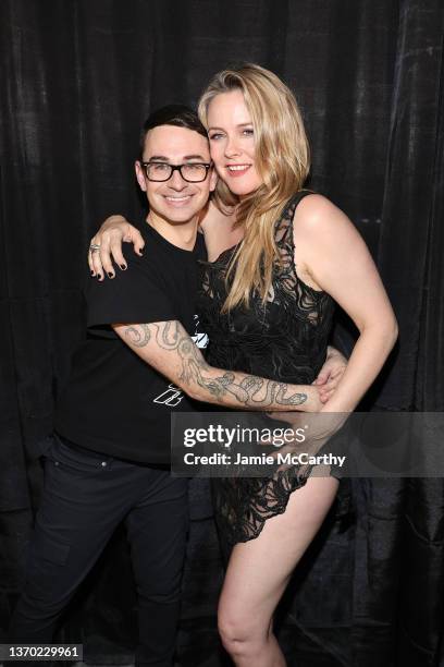 Designer Christian Siriano and Alicia Silverstone attend the Christian Siriano FW 2022 Runway Collection on February 12, 2022 in New York City....