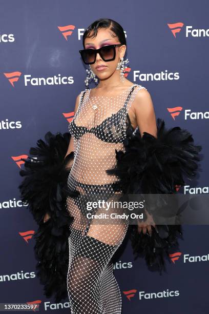 Doja Cat attends Michael Rubin's 2022 Fanatics Super Bowl Party on February 12, 2022 in Culver City, California.