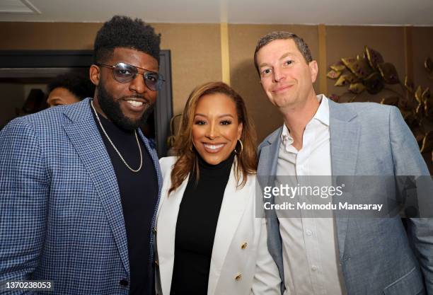 Emmanuel Acho, KLUTCH Sports Group President of Football Operations Nicole Lynn, and UTA Partner & News and Broadcasting Agent Ryan Hayden attend the...