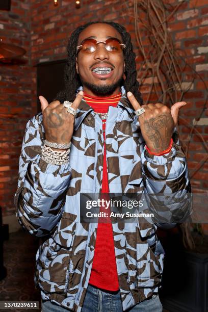 Quavo attends the KLUTCH Sports Group x UTA Dinner Presented by Snapchat at Beauty & Essex on February 11, 2022 in Los Angeles, California.