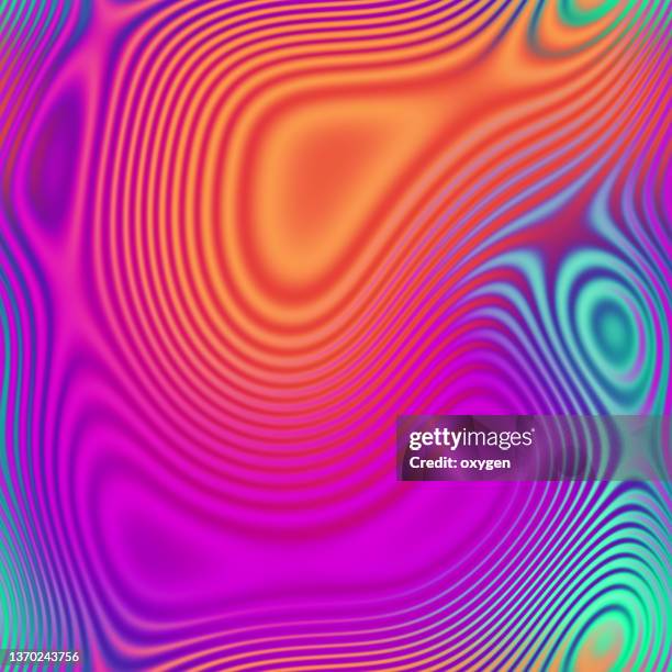 abstract striped waves flowing chromatic neon orange pink purple seamless pattern background - trance stock-fotos und bilder