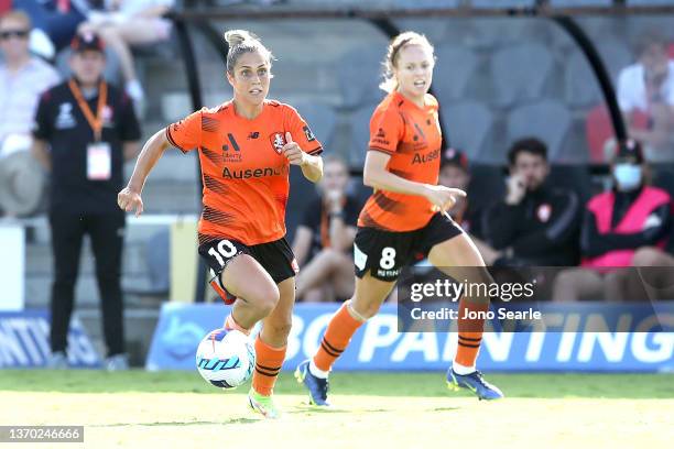 Katrina Gorry of the Roar kicks the ball during the round 11 A-League Women's match between Brisbane Roar and Adelaide United at Moreton Daily...