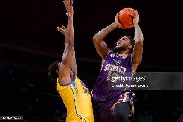 Jarrell Martin of the Kings drives to the basket basket during the round 11 NBL match between Sydney Kings and Brisbane Bullets at Qudos Bank Arena...