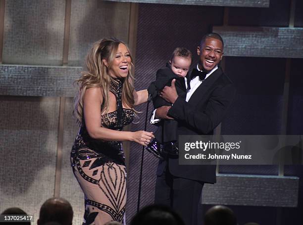 Mariah Carey, Moroccan Cannon and Nick Cannon attend BET Honors 2012 at the Warner Theatre on January 14, 2012 in Washington, DC.