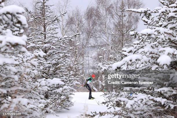 Friedrich Moch of Team Germany competes during the Men's Cross-Country Skiing 4x10km Relay on Day 9 of the Beijing 2022 Winter Olympics at The...