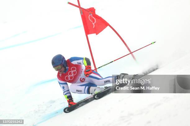 Alexis Pinturault of Team France skis during the Men's Giant Slalom Run 2 on day nine of the Beijing 2022 Winter Olympic Games at National Alpine Ski...