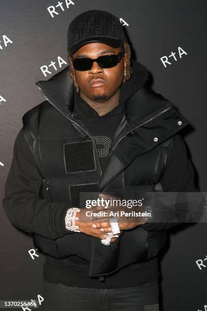 Gunna arrives at RtA x Gunna Superbowl Store Event on February 12, 2022 in West Hollywood, California.