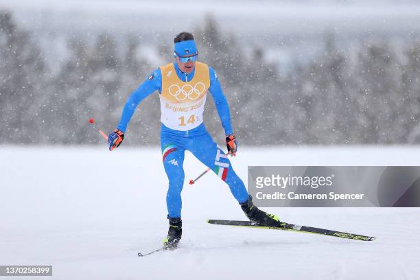 Giandomenico Salvadori of Team Italy competes during the Men's Cross-Country Skiing 4x10km Relay on Day 9 of the Beijing 2022 Winter Olympics at The...