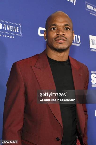 Adrian Peterson attends the Sports Illustrated Super Bowl Party at Century City Park on February 12, 2022 in Los Angeles, California.