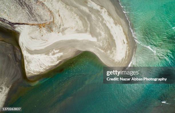 aerial view of beach. - südinsel von neuseeland stock-fotos und bilder