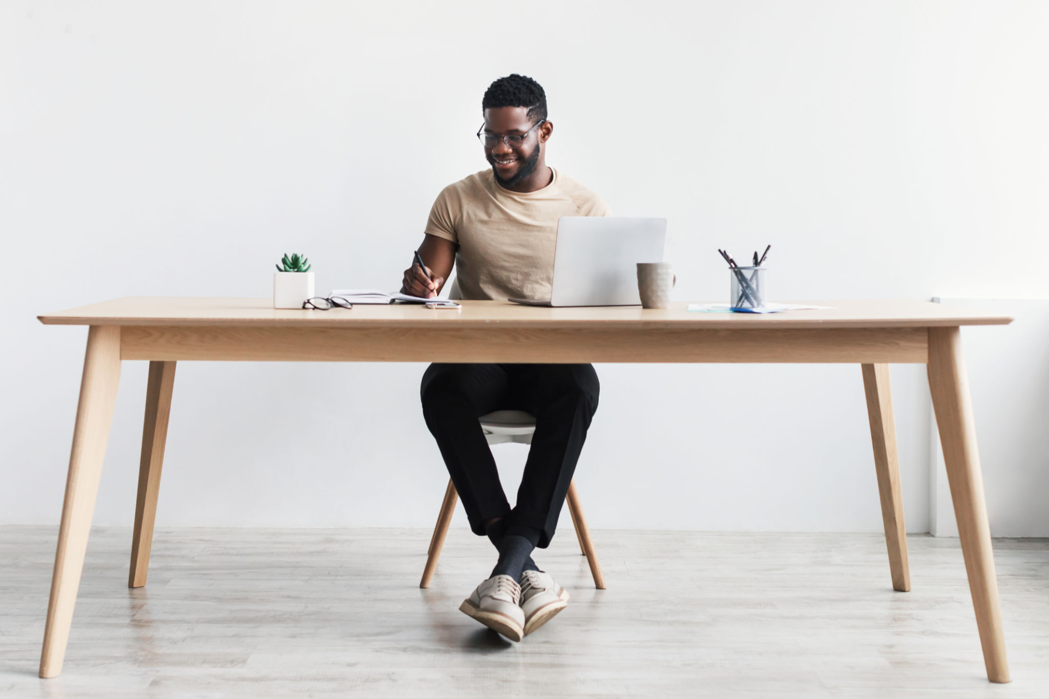 freelancer working at desk
