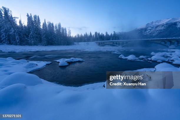 bridges over glaciers in winter mornings - han river imagens e fotografias de stock