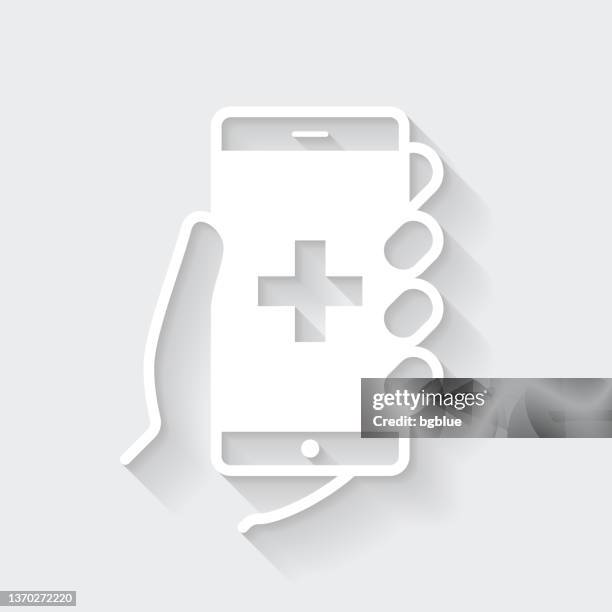 emergency call. icon with long shadow on blank background - flat design - medical assistant clipart stock illustrations