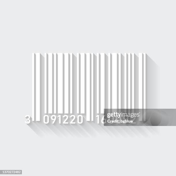 barcode. icon with long shadow on blank background - flat design - ticket number stock illustrations