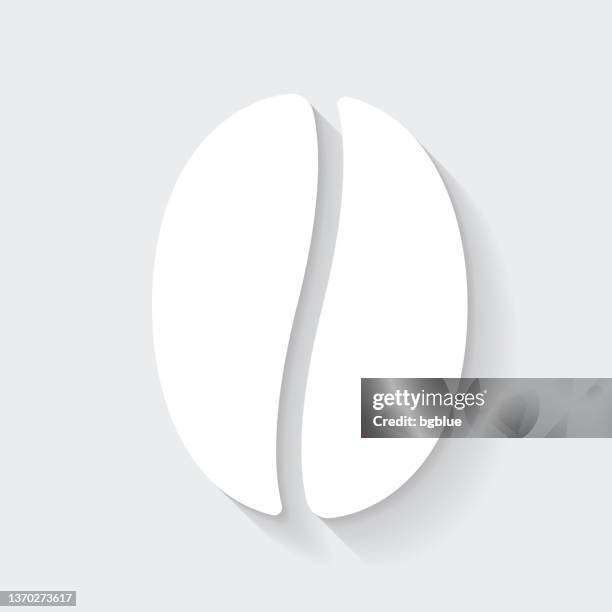 coffee bean. icon with long shadow on blank background - flat design - beans isolated stock illustrations