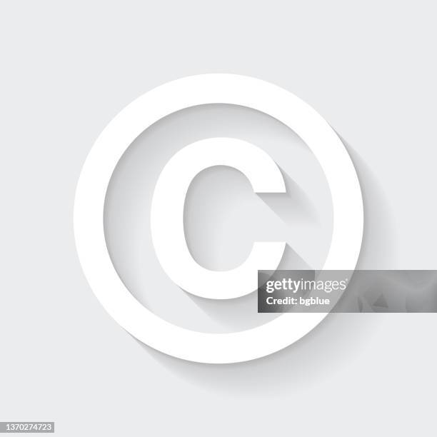 copyright. icon with long shadow on blank background - flat design - copyright stock illustrations