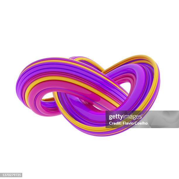 colorful torus knot on white background - eternity knot stock pictures, royalty-free photos & images