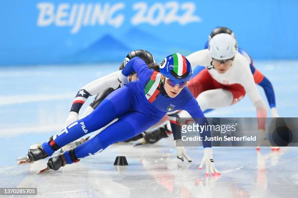 Arianna Sighel of Team Italy skates during the Women's 3000m Relay Final B on day nine of the Beijing 2022 Winter Olympic Games at Capital Indoor...
