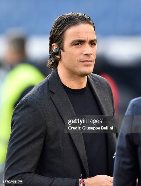 Alessandro Matri of DAZN prior the Serie A match between SS Lazio and Bologna FC at Stadio Olimpico on February 12, 2022 in Rome, Italy.