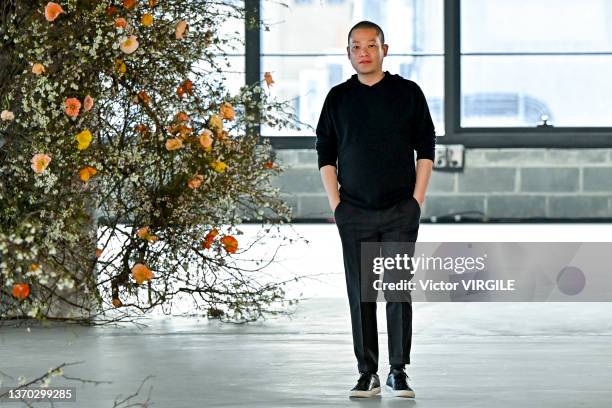 Fashion designer Jason Wu walks the runway during the Jason Wu Ready to Wear Fall/Winter 2022-2023 fashion show as part of the New York Fashion Week...