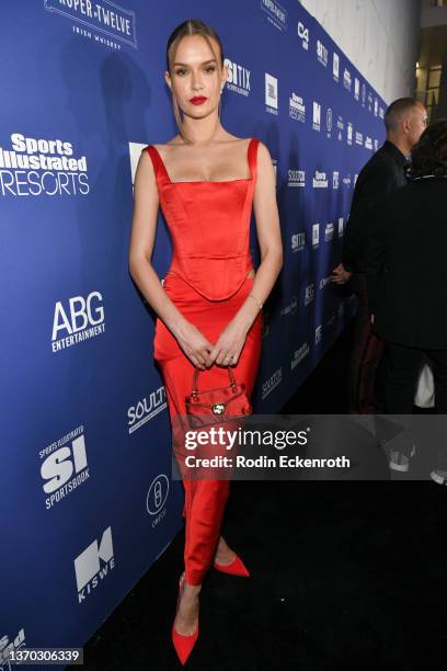 Josephine Skriver attends the Sports Illustrated Super Bowl Party at Century City Park on February 12, 2022 in Los Angeles, California.