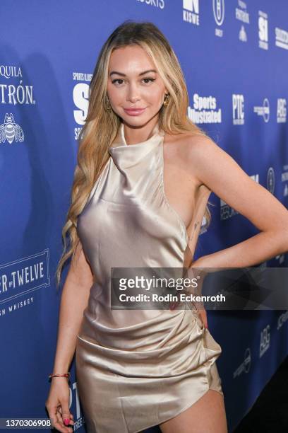Corinne Olympios attends the Sports Illustrated Super Bowl Party at Century City Park on February 12, 2022 in Los Angeles, California.