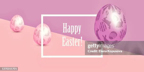 multicolored easter eggs with a pattern on an colored abstract background. festive spring set for holiday decorations. graphic vector illustration in eps 10 format. - gold easter egg stock illustrations