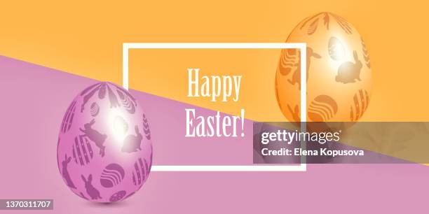 multicolored easter eggs with a pattern on an colored abstract background. festive spring set for holiday decorations. graphic vector illustration in eps 10 format. - easter background pink stock illustrations